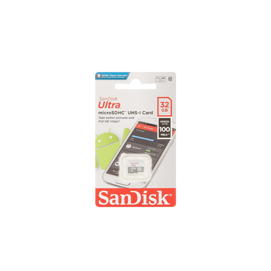 بطاقة SanDisk SDSQUNR-032G-GN3MN Ultra سعة 32 جيجابايت وسرعة 100 ميجابايت/ثانية UHS-I فئة 10 MicroSDHC بطاقة SanDisk SDSQUNR-032G-GN3MN Ultra سعة 32 جيجابايت وسرعة 100 ميجابايت/ثانية UHS-I فئة 10 MicroSDHC